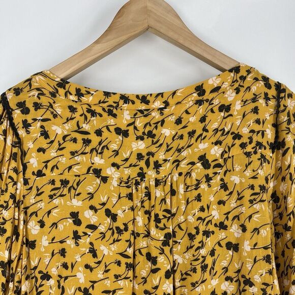 Maeve Anthropologie Top Size Small Cheyenne Yellow Ditsy Floral Peplum Blouse - Picture 5 of 7